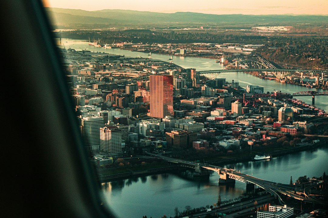 Portland, Oregon city skyline at golden hour
