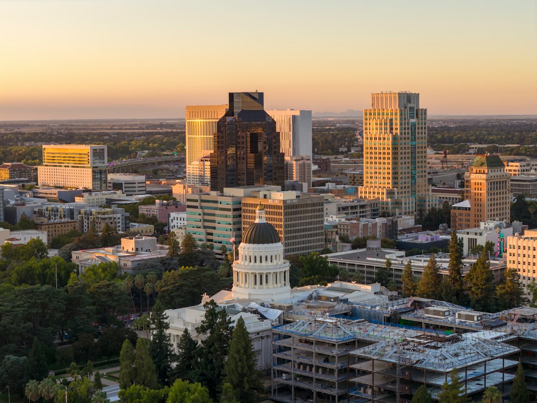 Sacramento cityscape and California State Capitol